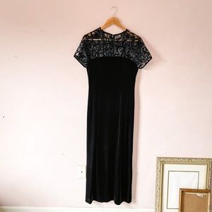 • vintage velvet + sheer sleeve formal gown •